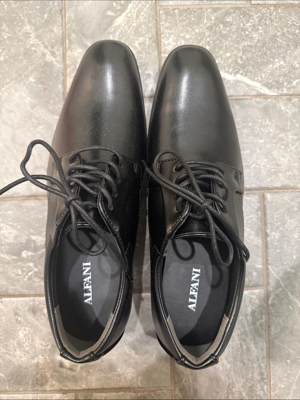 New! Alfani Black Leather Lace-Up Oxfords